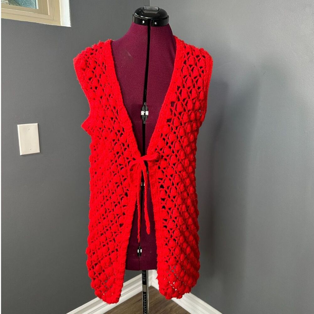 Handmade, Crochet Longline Vest M-Grannycore